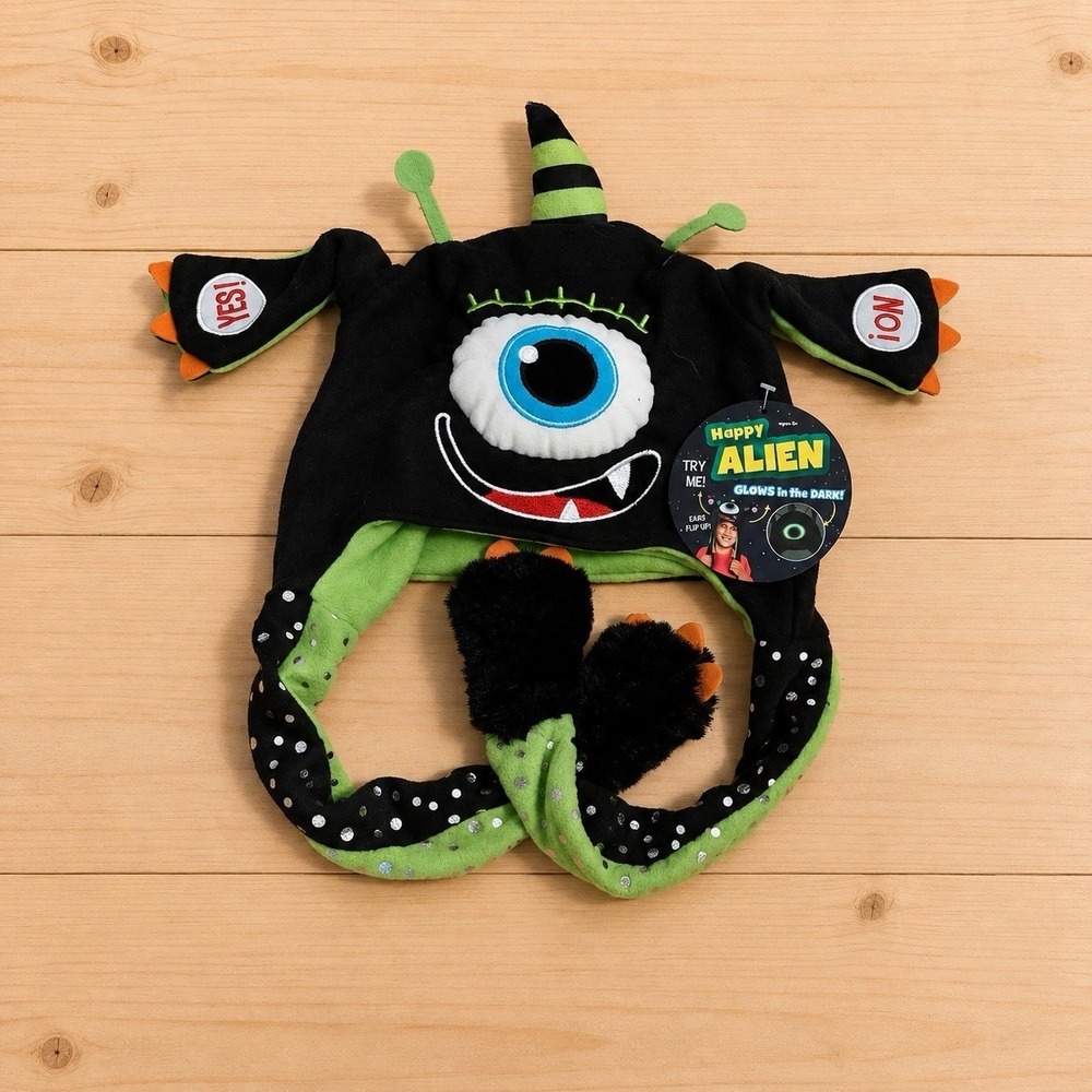 POP Happy Alien Glow-in-the-Dark Flappy Ear Hat Yes No Plush Kids Ages 3+[Y]